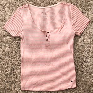 Peach Striped Short Sleeve Tee